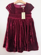 BNWT Girls Designer luxury Darcey Brown Red Velvet Christmas Party Dress 3yr