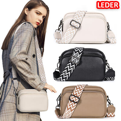 MoFut Damen Handtasche LEDER Umhängetasche Schultertasche mit Breitem Gurte