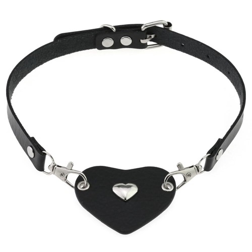 Punk Style Double Love Lock Buckle Choker Collar Neck Chain Strap Necklace - Picture 22 of 30