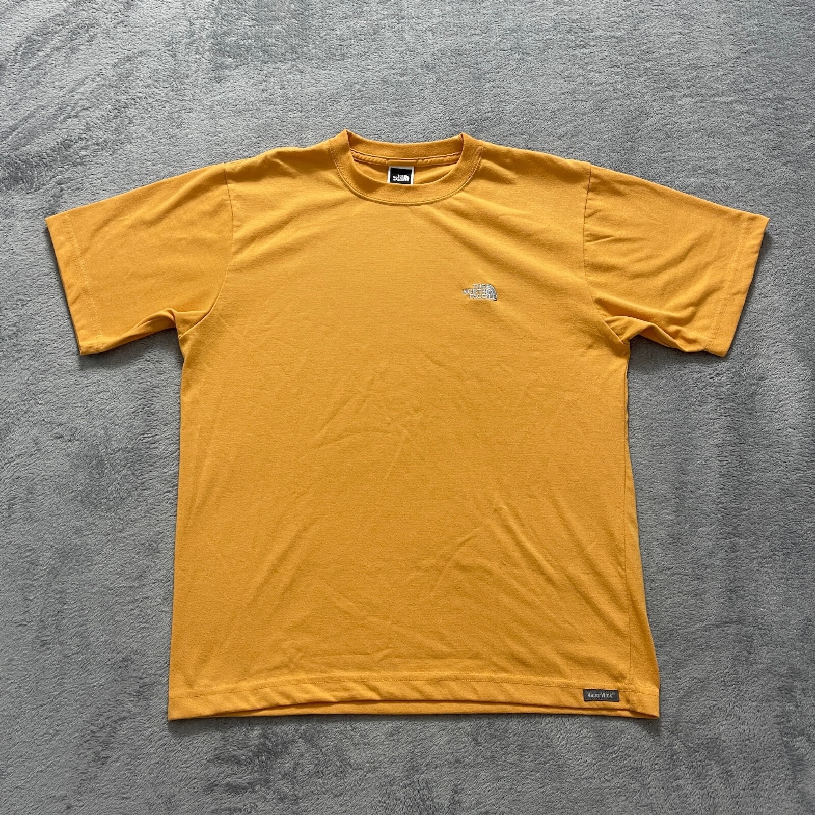 North Face Mens Yellow Short Sleeve Crew Neck Pullover Size S