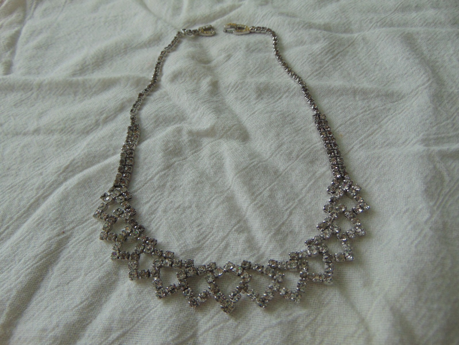 vintage Kramer of New York signed clear crystal rhinestone necklace jeweled clas