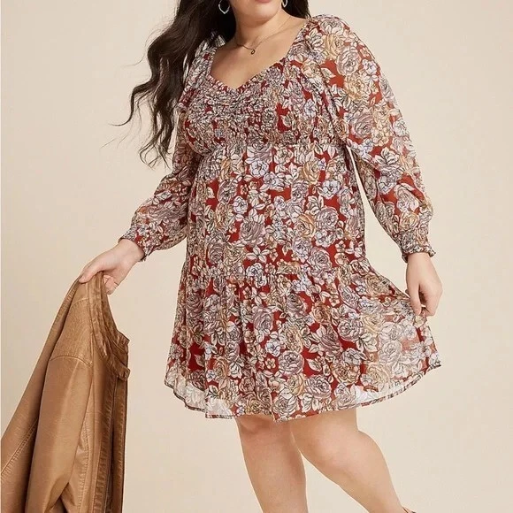 Maurices~New With Tags~Multi-Color Arbor Floral Smocked Dress~Plus