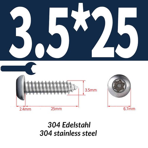 Tornillos de perforación acero inoxidable VA2 TORX cabeza de lente/cabeza avellanada autorroscante Ø2.9-4.8 mm - Imagen 28 de 55