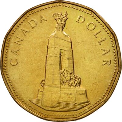 Canada 1 Dollar Coin | Elizabeth II | National War Memorial | 1994
