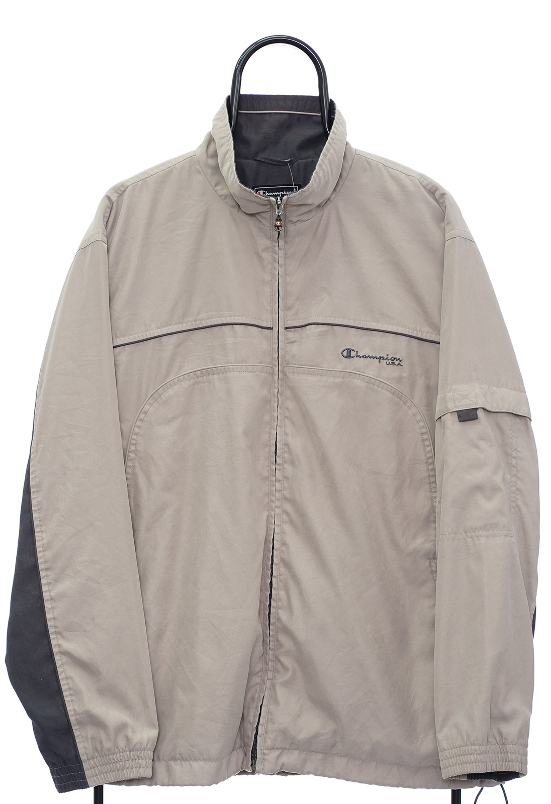 Champion Chándal Chaqueta Ropa Deportiva Logo Cremallera Completa Retro Beige -