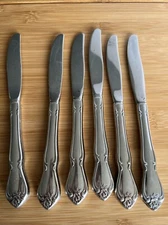 VTG Ekco Butter Knives Flatware Eterna Regal Rose Stainless Set Of 6 Good Cond