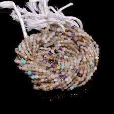 Natural Multi Semi Precious Gemstone Coin Faceted Beads 4X4 mm Strand 13" EB-151