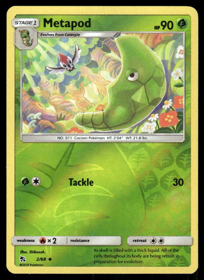 POKEMON METAPOD HIDDEN FATES 2/68 REVERSE HOLO UC LP