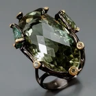 Handmade 32 ct+ Natural Green Amethyst Ring 925 Sterling Silver Size 8 /R468703