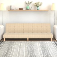 Schlafsofa 2-Sitzer Creme Stoff Mit Bettfunktion Klappbar