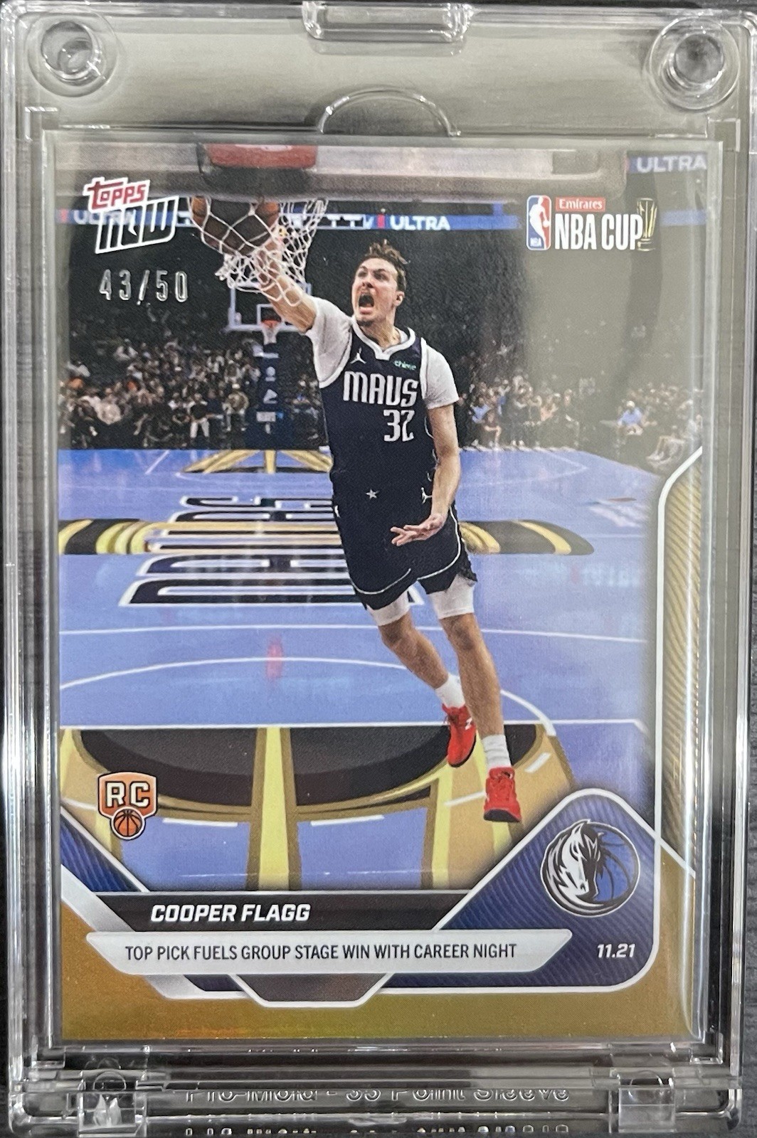 2025-26 Topps Now Cooper Flagg Gold Rookie /50 Mavericks #60