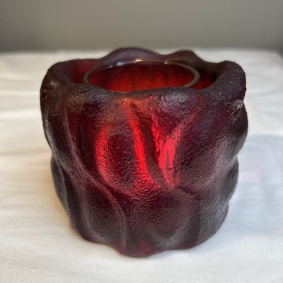 Red Wondermold Lucite Candle Holder MCM Vtg Textured  Ice Bark Tea lite/Votive