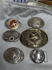 Huge Vintage Lot Of Six Texas Related Belt Buckles