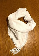 Pure White Keffiyeh, Plain Arab Scarf, Unique Special HandCrafted, Palestine