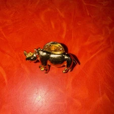 Rhinoceros Lapel Hat Pin Rhino Gold Color 3D Tie Tack