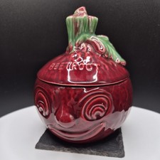 Vintage Sylvac Beetroot Lidded Face Ceramic Pot Jar No. 4553, Original Sticker