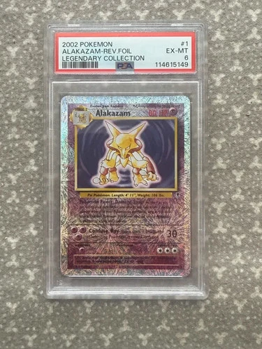 2002 POKEMON LEGENDARY COLLECTION #1 ALAKAZAM-REVERSE FOIL PSA 6