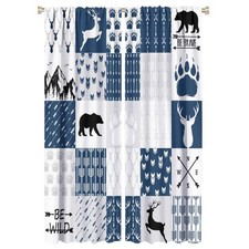 Rustic Deer Bear Blackout Curtains for Bedroom - Retro Cabin Hunting Theme Fo...