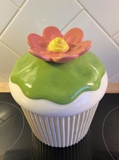 Cake Boss Cupcake Shaped Cookie Jar/Canister Hand Painted 2013 B008 8 x 5.5” VGC