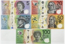 Set 5Pcs Australia 5 10 20 50 100 Dollars P 62 63 64 65 66 UNC NEW Banknote