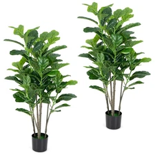 2-Pack 51" Artificial Tree Fiddle Leaf Fig Plant in Pot Greenery Decoration