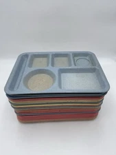 Lot 24 Vintage Divided Cafeteria Tray School Lunch Plastic Tray Multicolor