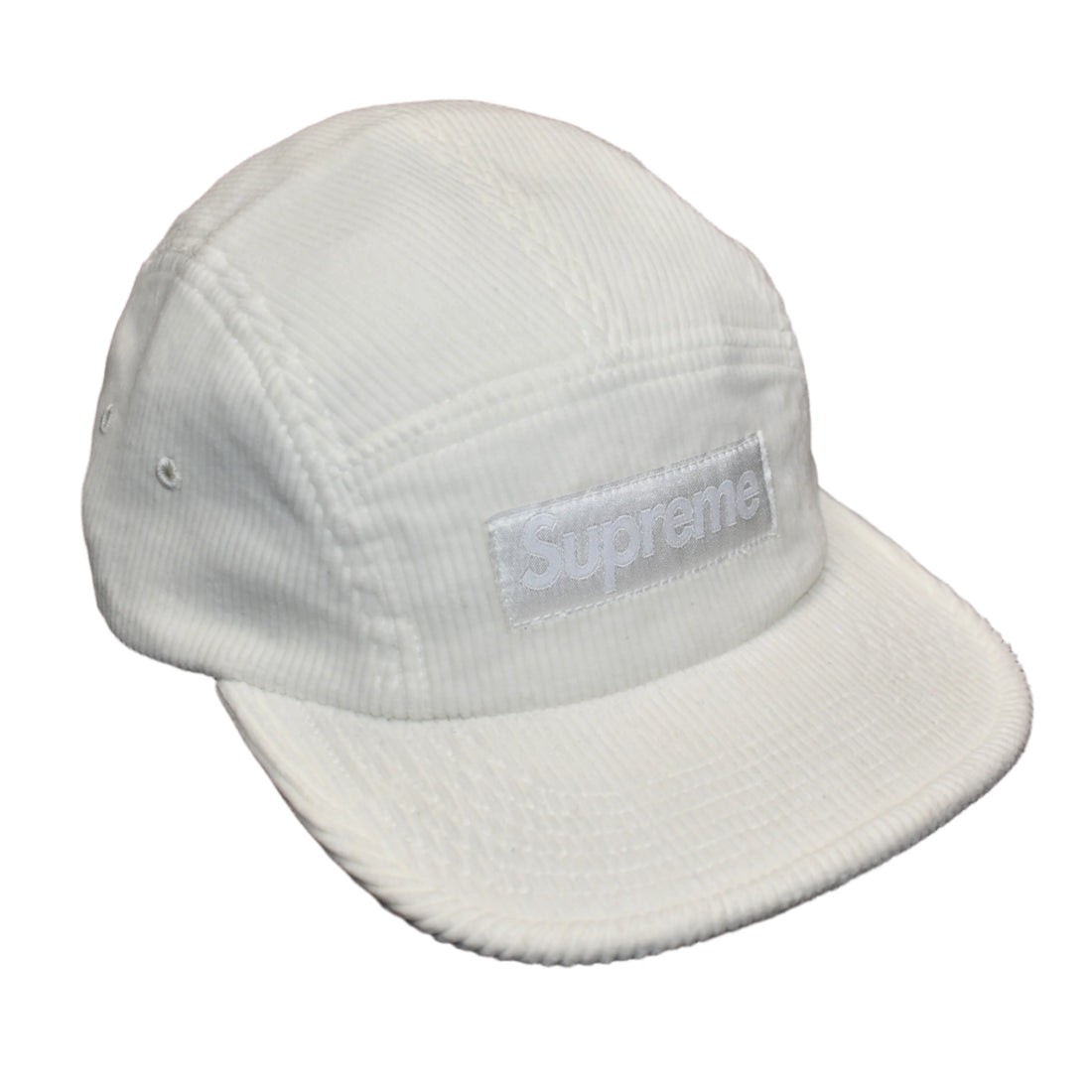 NWT Supreme White Faded Corduroy Box Logo Camp Cap Hat SS25 Men's