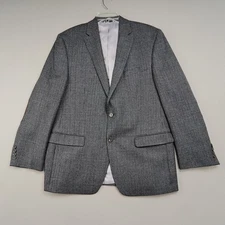 Chaps Sport Coat 42R Gray Houndstooth Wool 2-Button Blazer Elbow Patches India