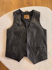 Vintage Phase 2 Black Leather Western Biker Vest Men's Size Medium Classic Moto