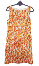 Ann Taylor Silk Dress Sleeveless Lined Knee Length w/ Back Zipper Orange Size 8