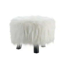 Flokati Foot 16inch White Stool 16w X 16d X 12
