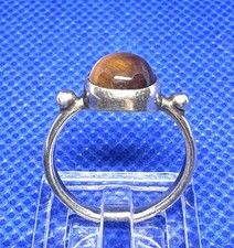 02 2 Ct 8 mm Tiger s Eye 925 Silver size 5.75 Ring VINTAGE 1940s