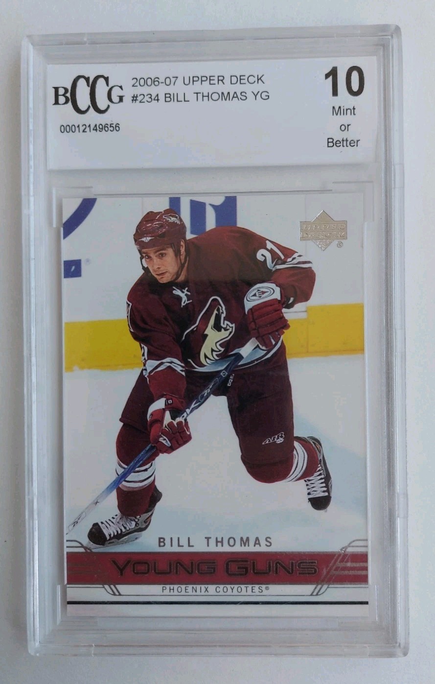 2006-07 UD Young Guns Bill Thomas RC Beckett Graded 10 Mint Hockey Card