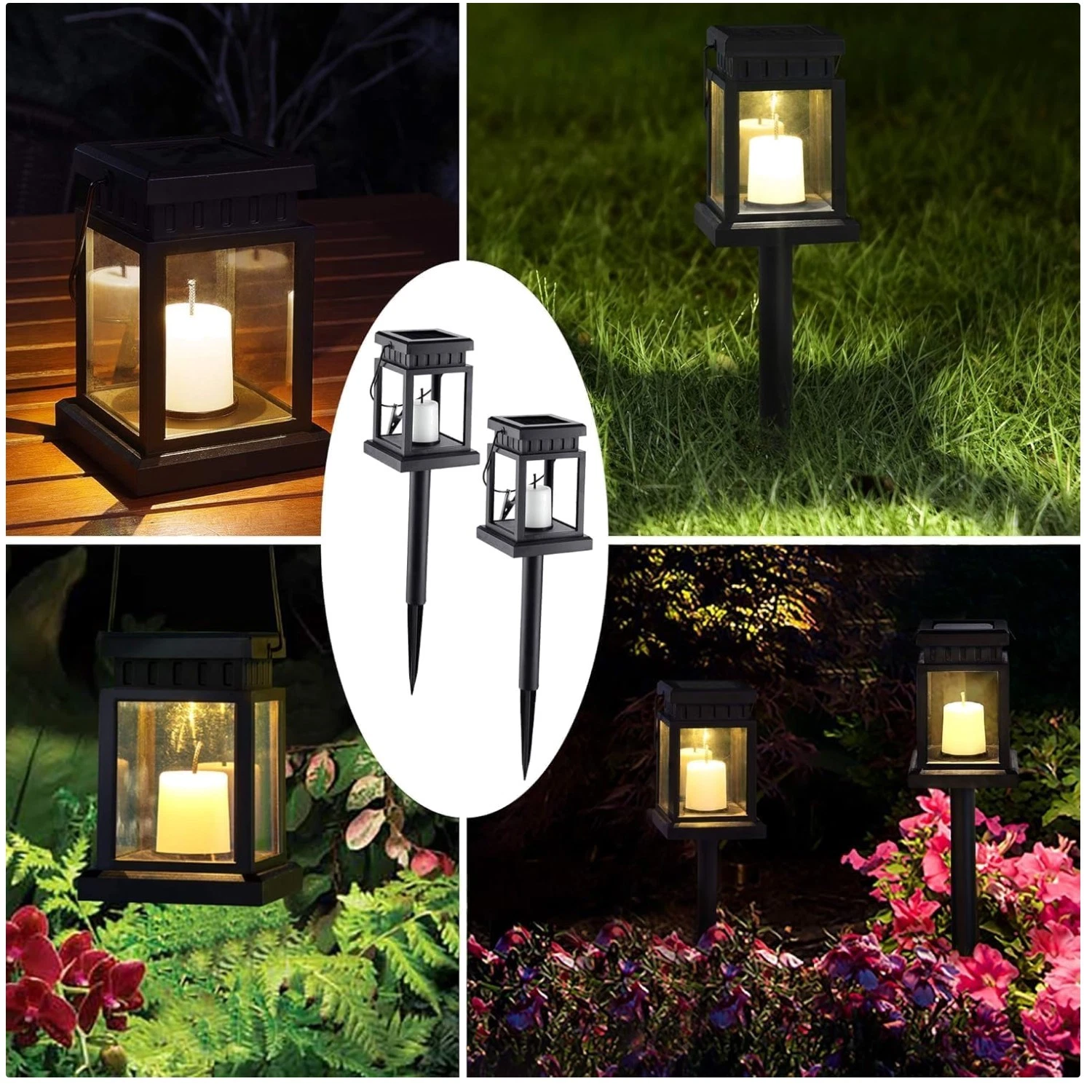 Solar Candle Effect Lights for Deck, Umbrella - 8 Pcs