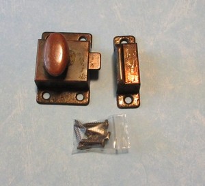 Cabinet Catch Turn Latch Oval knob turn Japanned Flash overall 2 1/8"