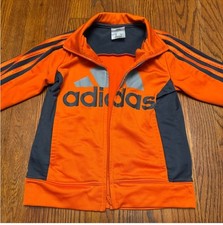 Adidas Boys Unisex Adidas Size 5 lightweight full zip jacket orange  blue EUC