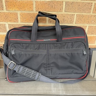 Vintage 1980's Samsonite 22'' Carry-On Suitcase Bag Luggage Black Red