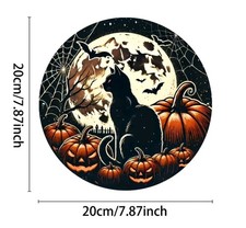 Black Cat Sign METAL Halloween home Decor 8 Inch NEW Free Ship