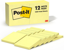 Post-it Notes 3x3 Canary Yellow 12 Pads 1200 Sheets