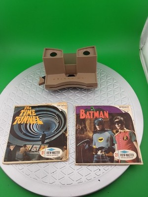 1960s Beige Sawyer's VIEW-MASTER Model G w/Batman & The Time Tunnel-Both Complet