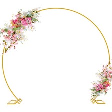 Round Backdrop Stand 8FT Gold Wedding Arch Metal Circle Balloon Arch Stand fo...