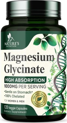 Magnesium Glycinate 1000mg - Chelated for 120 Count (Pack of 1)