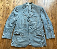 Ermenegildo Zegna Blazer Mens Size 40R Trofeo Windowpane Wool Turquoise 3 Button
