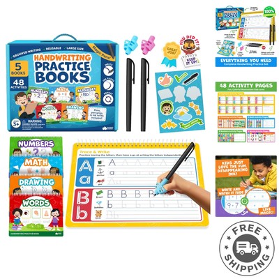 Durable Grooved Handwriting Practice for Kids 3-8   48 Fun Activities Included