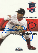2007 Tri-Star Lakewood BlueClaws ADRIAN CARDENAS Signed Auto CUBS Baseball Card