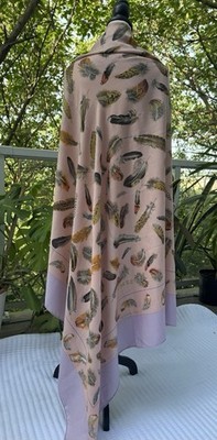 Rare Hermes “Plumes” by Henri de Linares Cashmere 140 Gorgeous