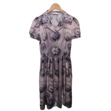 PRADA Silk Dress 2010 Floral Print Midi Length Size 38 Purple Multicolor
