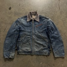 Vintage 40s 50s Hercules Wool Blanket Lined Denim Jacket Romanco Gripper Zipper