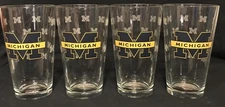 Set Of 4 Official University Of Michigan Wolverines 16oz Pint Glasses Brand New