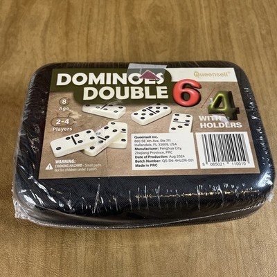 Queensell Dominoes Double 6/4 W Holders & Travel Case New Sealed